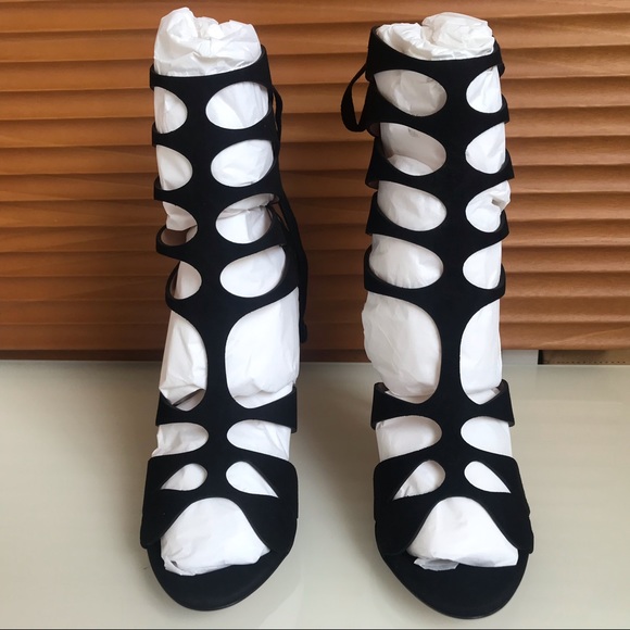 Samuel Failli Diane Black Cage Heels  7.5 - Picture 6 of 8